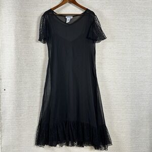 Black Boho Lace Gauze Dress Whimsigoth Flutter Sleeves Sz 3X Dark Fairy grunge